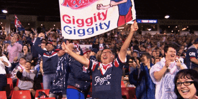 fans gittity giggity GIF by Sydney Roosters Football Club