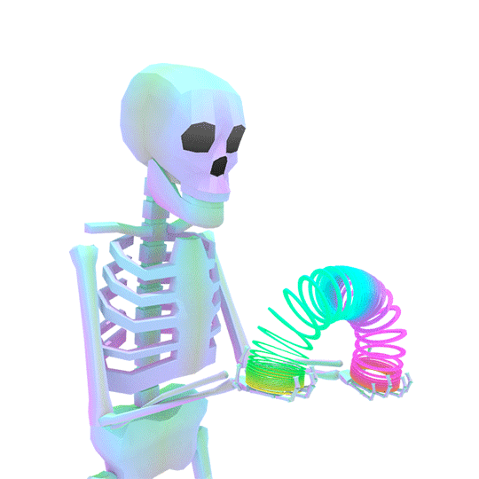 skeleton with a slinky!