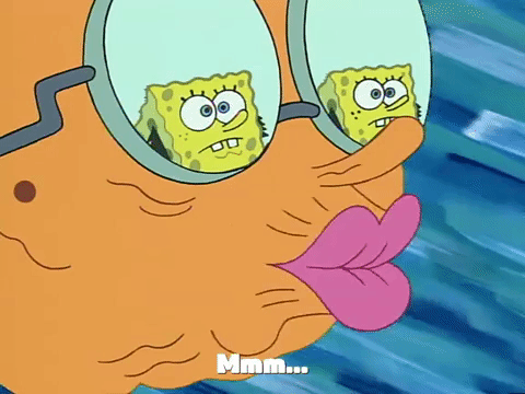 spongebob and squidward kissing on the lips