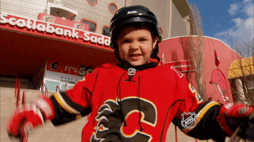 excited calgary flames GIF by NHL