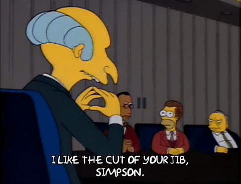 Image result for i like the cut of your jib homer gif