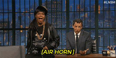 seth meyers airhorn GIF by Late Night with Seth Meyers