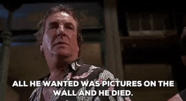 all he wanted was pictures on the wall and he died GIF