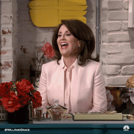 happy megan mullally GIF by Will & Grace