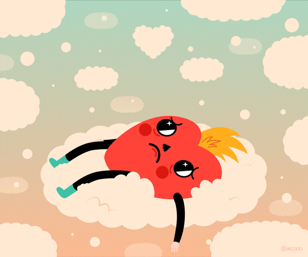 love, cute, heart, sad, cartoon, crying, sky, clouds, valentines, hurt,  floating, muxxi – GIF