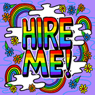 Hire Me! Rainbow text