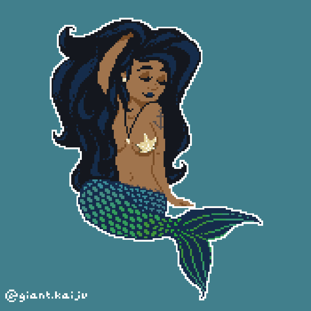kaijupxl blue ocean pixel art mermaid GIF