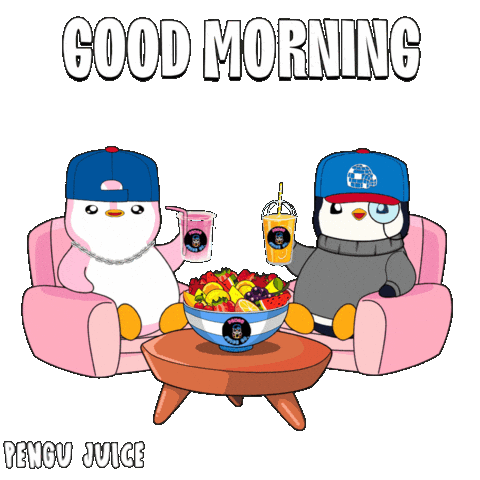 Good Morning Friends Sticker by Pengu Juice Co.