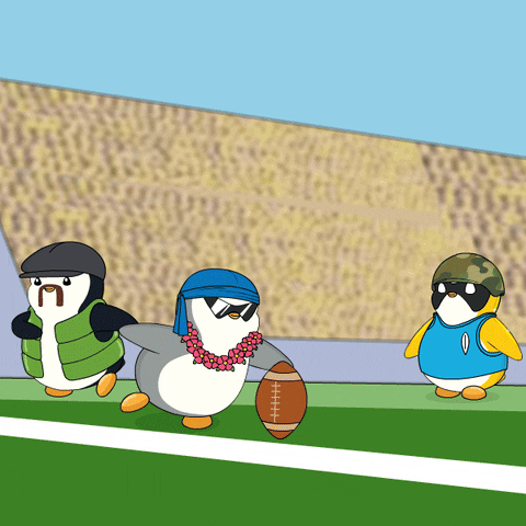 Kicking Super Bowl GIF by Pudgy Penguins