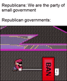 Republican governments banning gay people, abortion, books, etc. motion meme
