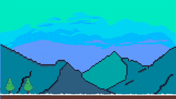 vandpurnama animation pixel art mountain landscape GIF
