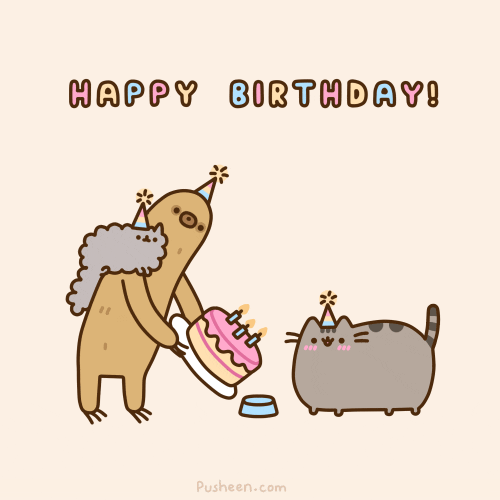 Pusheen cat happy birthday greeting