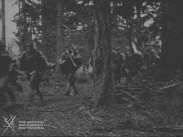 NationalWWIMuseum black and white running forest military GIF