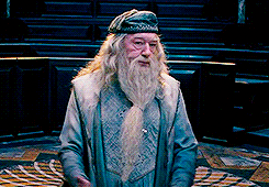 Movie gif. Michael Gambon as Dumbledore in Harry Potter sweeps his hands out in an exasperated shrug, then rests his hands on his hips.