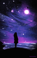 Pipercreations Night Alone Silhouette Stars Whimsical Birds Moon Woman Water Ripples GIF