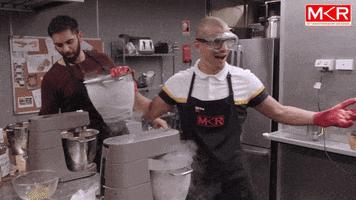 nutty professor cook GIF by My Kitchen Rules