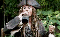Pirate offering drink