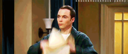 Sheldon from Big Bang Theory throwing paperwork