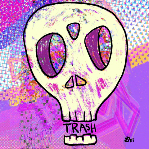 empresstrash glitch skull trash psychedelic art GIF