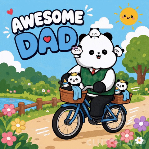 Fathers Day Cycling GIF by Kanpai Pandas