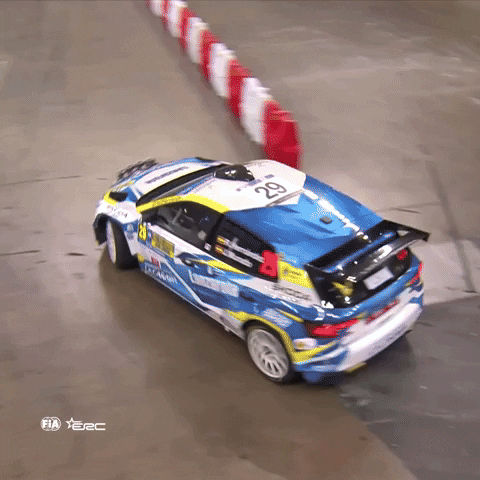 Hit Driving GIF by FIA European Rally Championship
