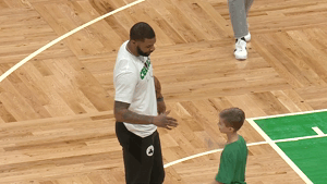 marcus morris player-fan interaction GIF by NBA