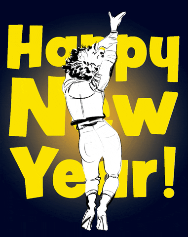 Happy New Year Dancing GIF by Hilbrand Bos Illustrator