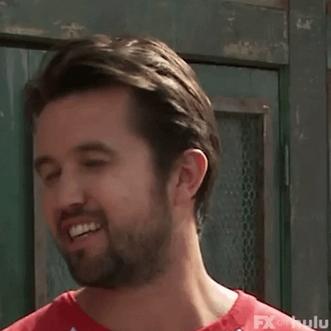 TV gif. Rob McElhenney as Mac from It's Always Sunny continuously shakes his head no, blinking slowly.