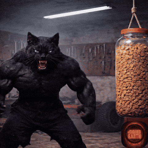 Hungry Black Cat GIF