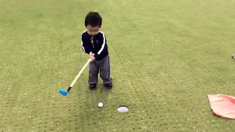 mini golf toddler GIF