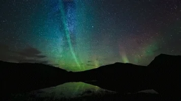 northern lights landscape GIF