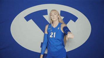 Volleyball Mic Drop GIF by BYU Cougars
