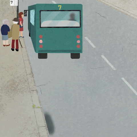 Miqan falling pigeon tripping bus stop GIF