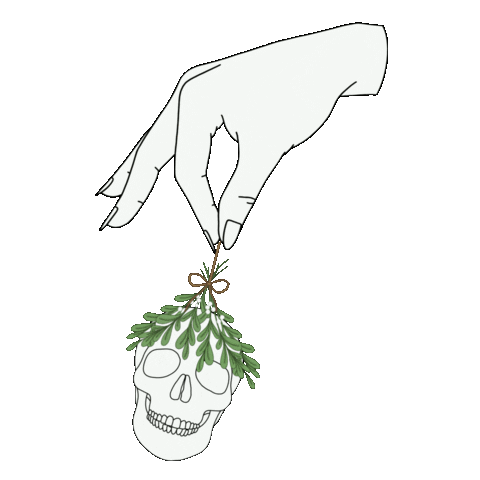 pastelsandplants skull goth ornament mistletoe Sticker