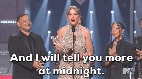 Taylor Swift Midnight GIF by 2022 MTV Video Music Awards