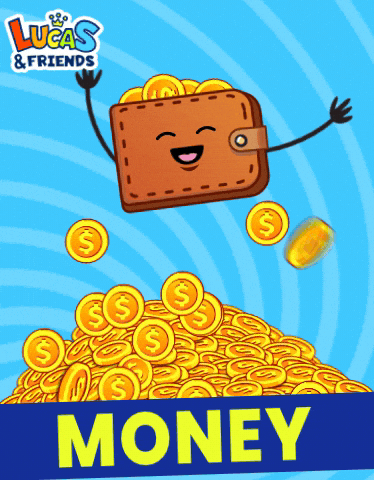 Make It Rain Money GIF by Lucas and Friends by RV AppStudios