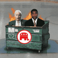 Herschel Walker and Ron Johnson GOP Dumpster fire motion meme