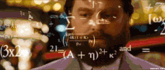 Meme gif. Zach Galifianakis as Alan on The Hangover looking blank while complicated math equations pop up around his face.