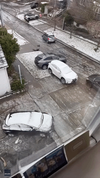 Cars Slip, Slide and Crash Down Icy Seattle Hill