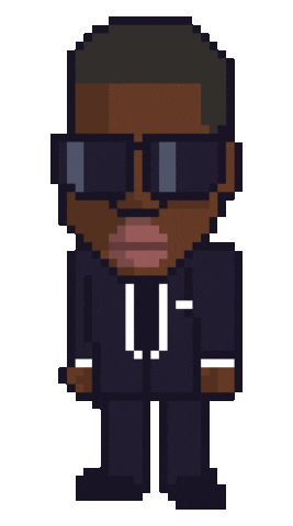 Kanye West Pixel Sticker by Ali Graham