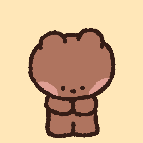 Kawaii gif. Pink-cheeked brown bear opens arms wide, letting colorful confetti fly out and off to the sides.