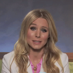 Celebrity gif. Kristen Bell smiles and does a fake laugh before breaking into a sob and wipes her face.