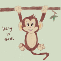 Hang In There Monkey GIF by Jusjetta