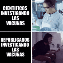 Republicans investigating vaccines Spanish text motion meme