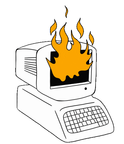computer on fire gif