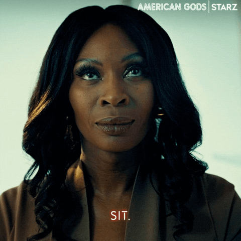 Intimidating Sit Down GIF by American Gods