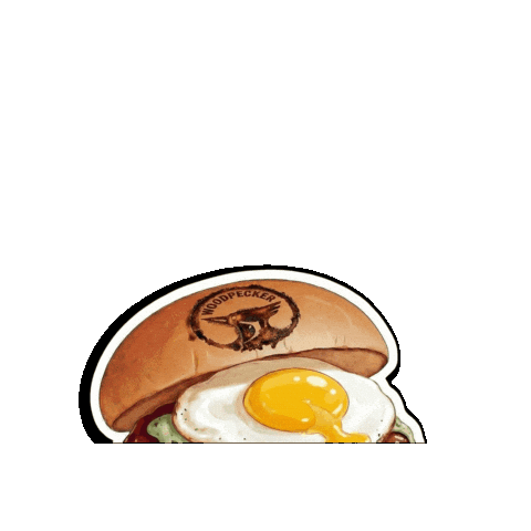Burger Brunch Sticker by Woodpecker Family