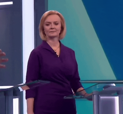 Liz Truss Shrug GIF by GIPHY News