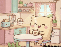 Good Morning Coffee GIF by KuteCosmos | Home of Fruffy and 12 Kute Signs