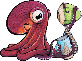 Coconut Water Coffee Sticker by OctoNation® The Largest Octopus Fan Club!